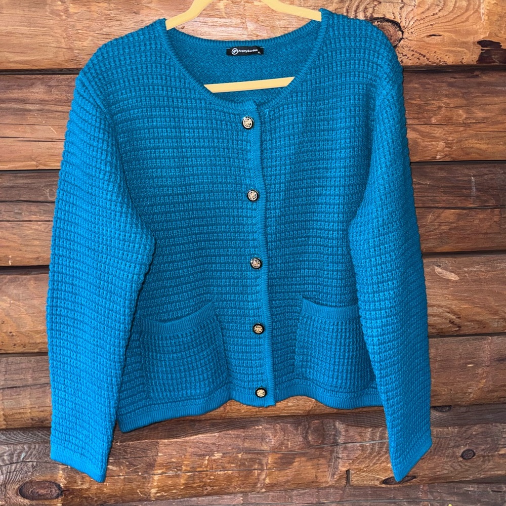 Pretty garden size xl Chic Teal Button-Up Cardigan
